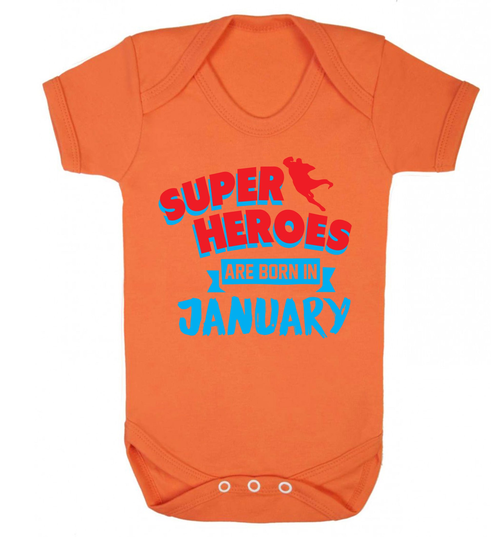 Superheros are born in January Baby Vest orange 18-24 months