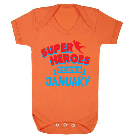 Superheros are born in January Baby Vest orange 18-24 months