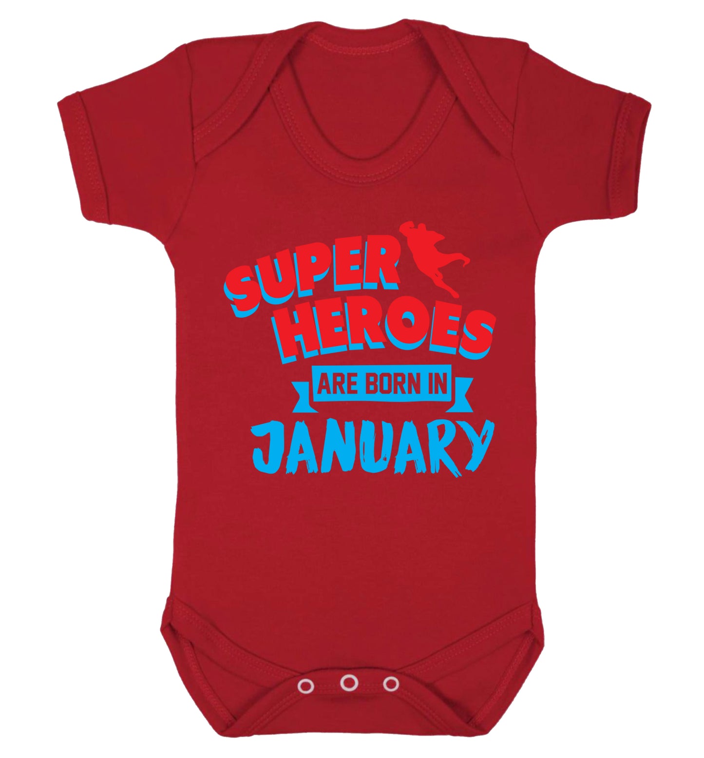 Superheros are born in January Baby Vest red 18-24 months