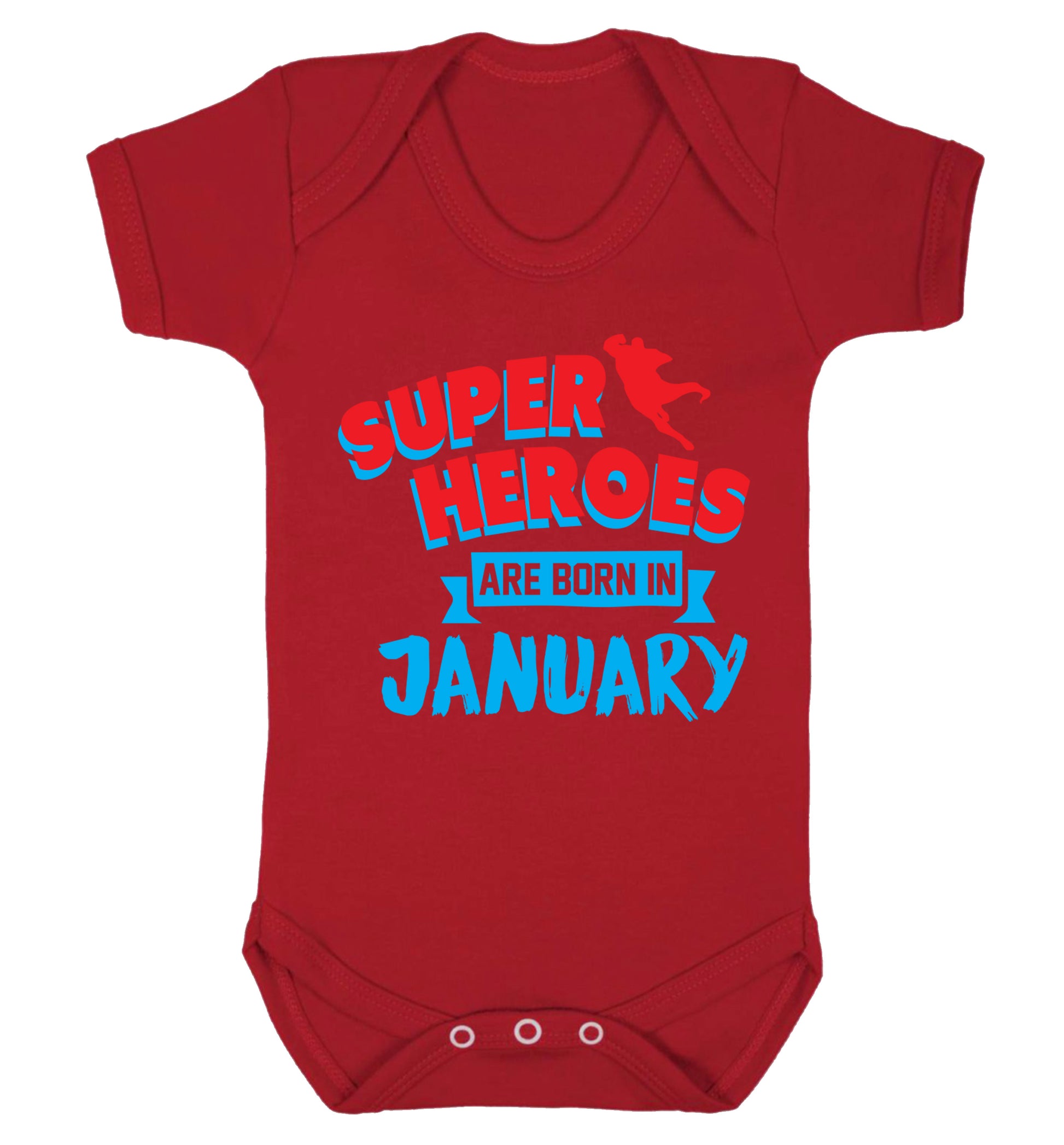 Superheros are born in January Baby Vest red 18-24 months