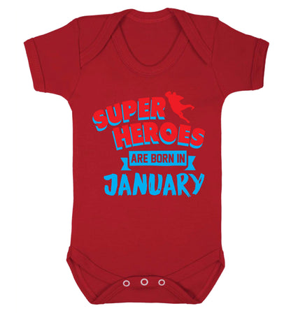 Superheros are born in January Baby Vest red 18-24 months