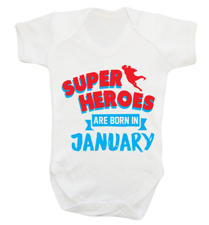 Superheros are born in January Baby Vest white 18-24 months