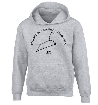 Leo - Courageous | Creative | Charismatic children's grey hoodie 12-13 Years
