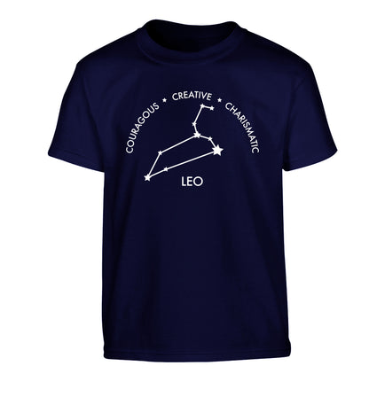 Leo - Courageous | Creative | Charismatic Children's navy Tshirt 12-13 Years