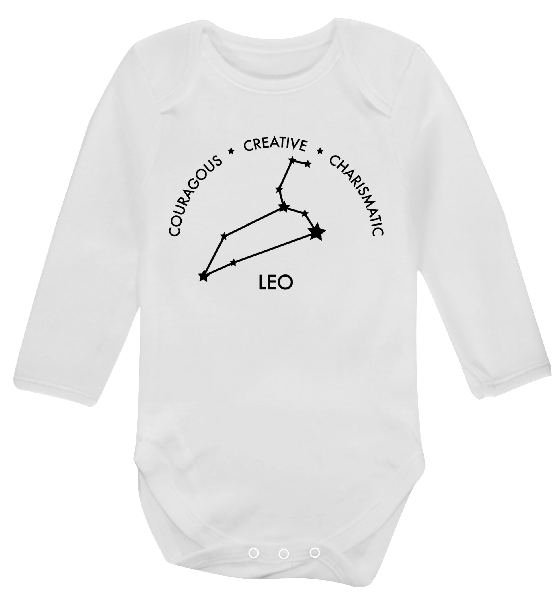 Leo - Courageous | Creative | Charismatic Baby Vest long sleeved white 6-12 months