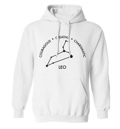 Leo - Courageous | Creative | Charismatic adults unisex white hoodie 2XL