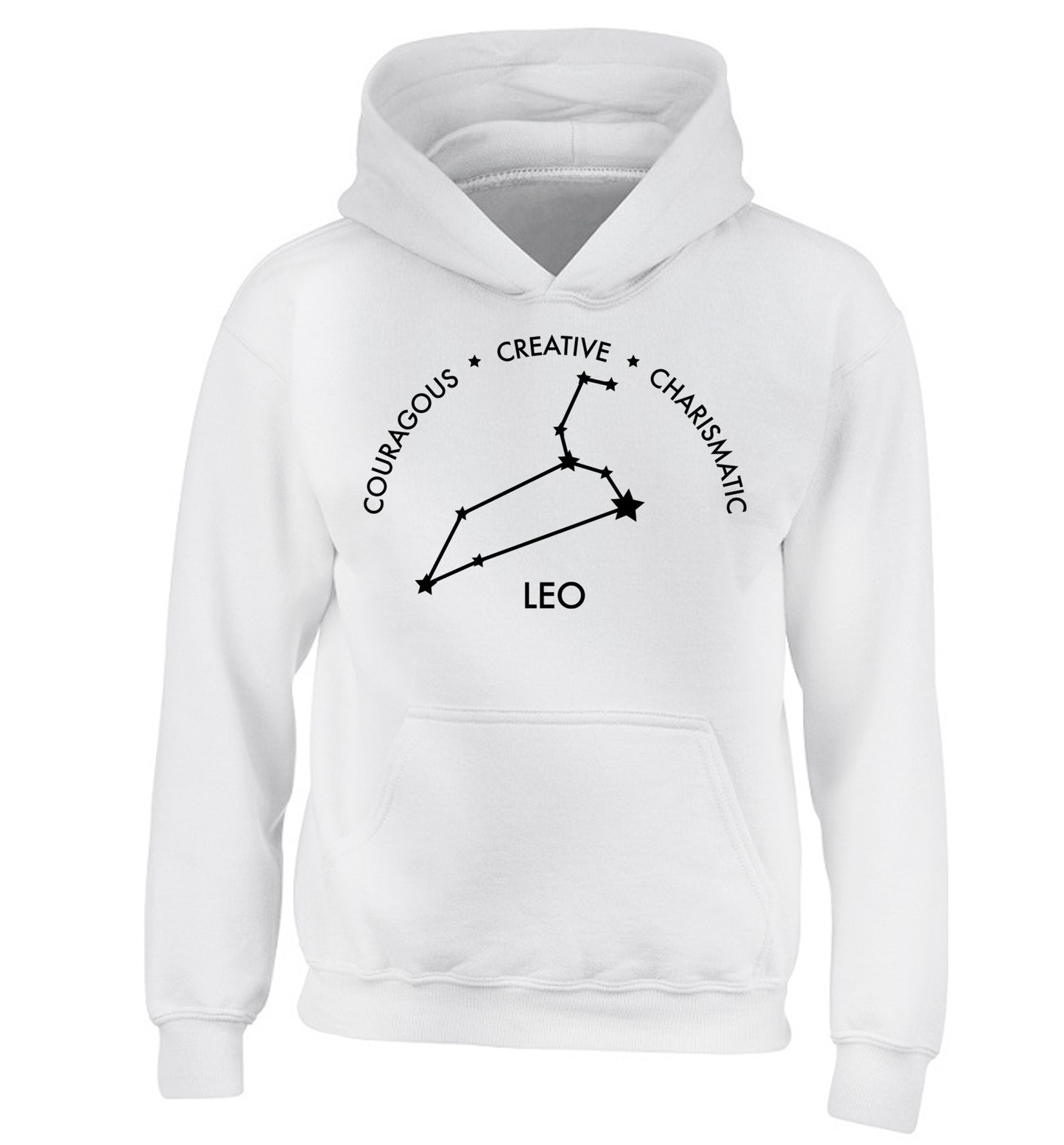 Leo - Courageous | Creative | Charismatic children's white hoodie 12-13 Years