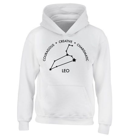 Leo - Courageous | Creative | Charismatic children's white hoodie 12-13 Years