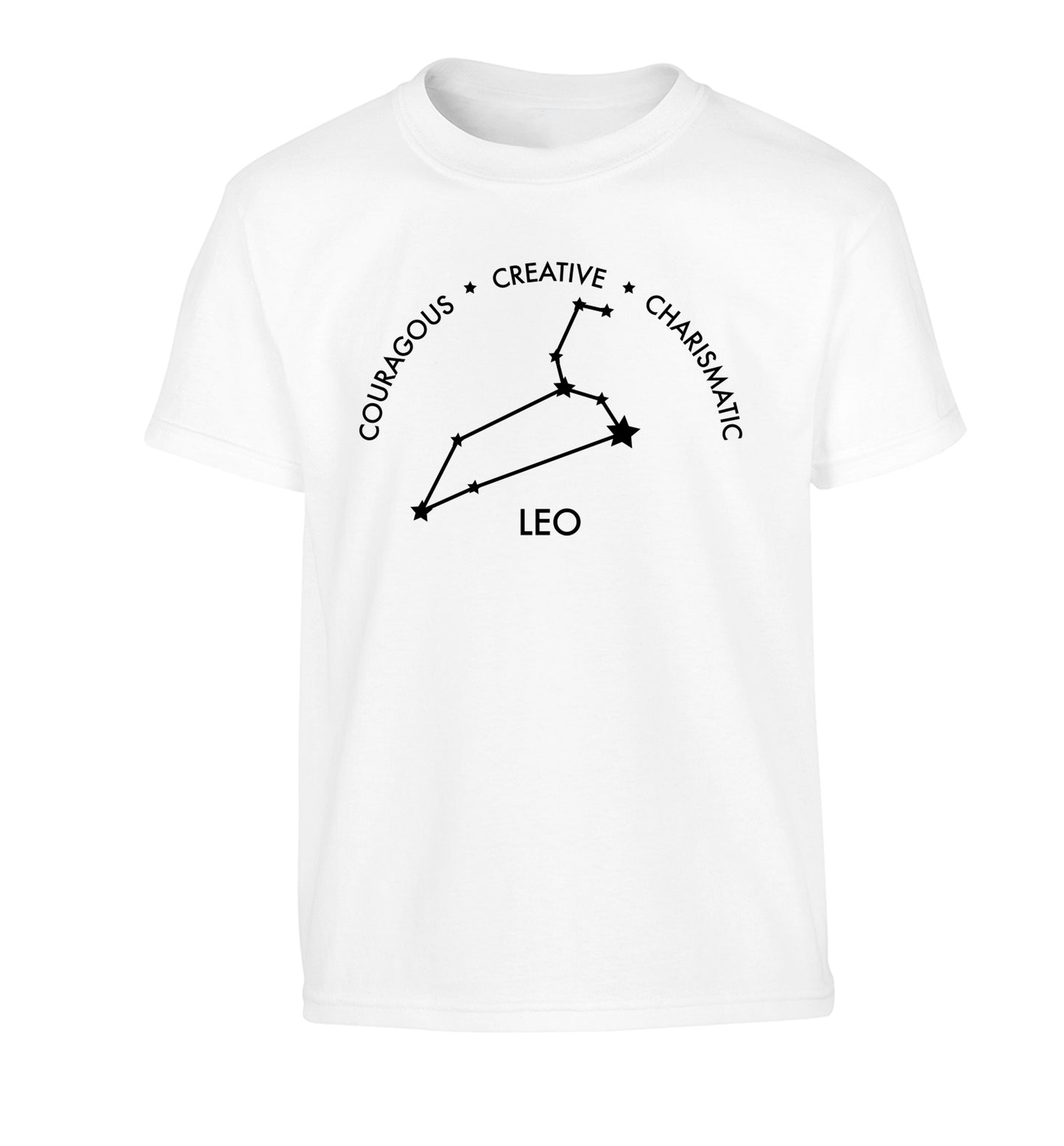 Leo - Courageous | Creative | Charismatic Children's white Tshirt 12-13 Years