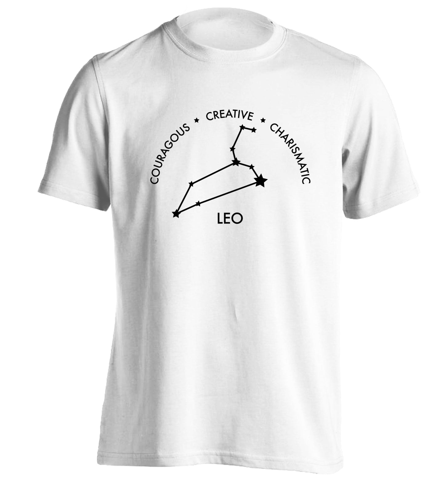 Leo - Courageous | Creative | Charismatic adults unisex white Tshirt 2XL