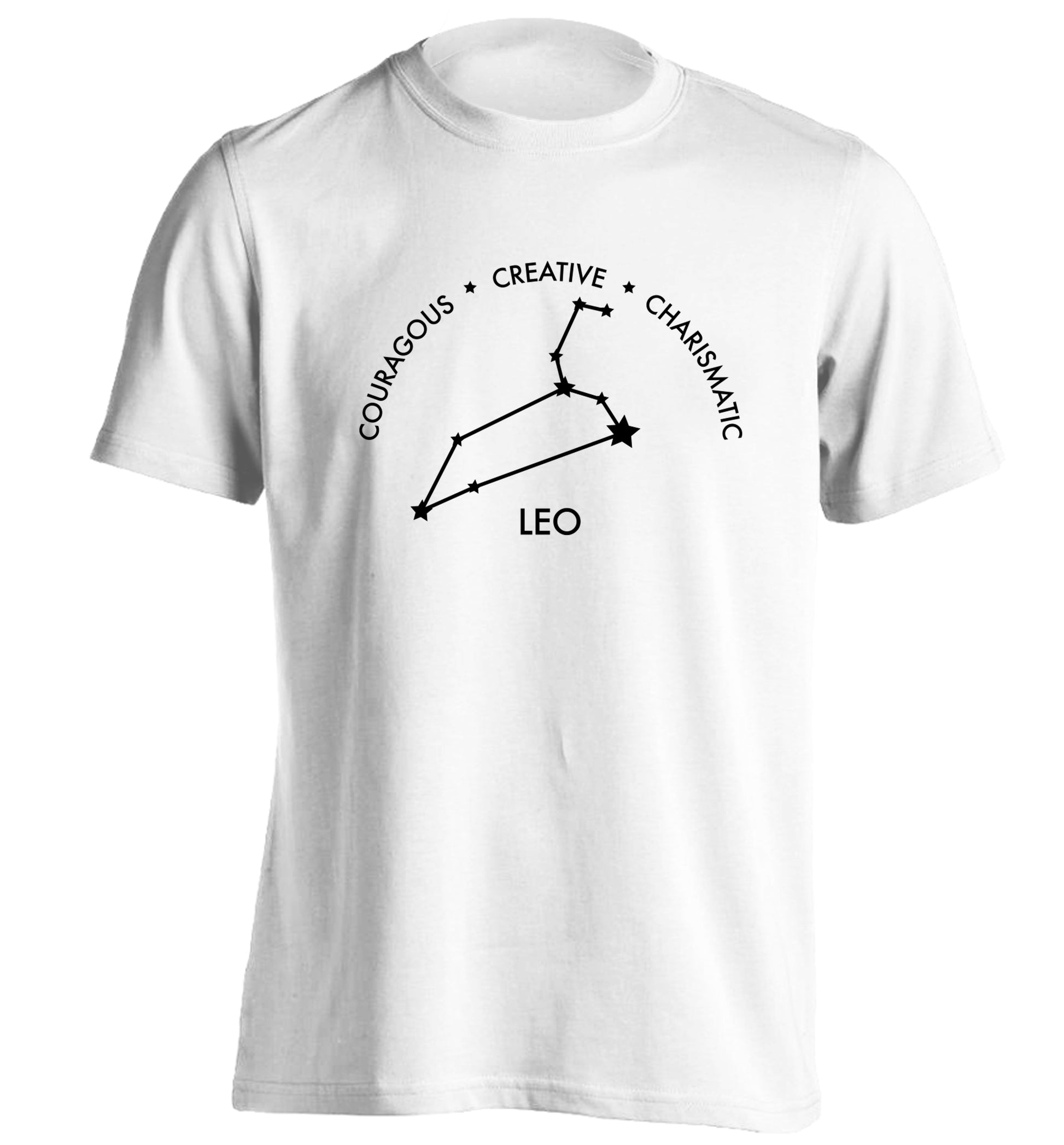 Leo - Courageous | Creative | Charismatic adults unisex white Tshirt 2XL