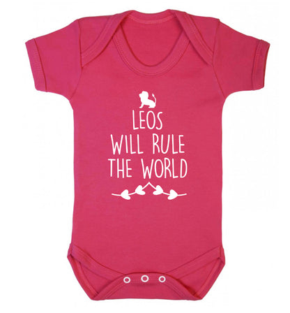 Leos will run the world Baby Vest dark pink 18-24 months