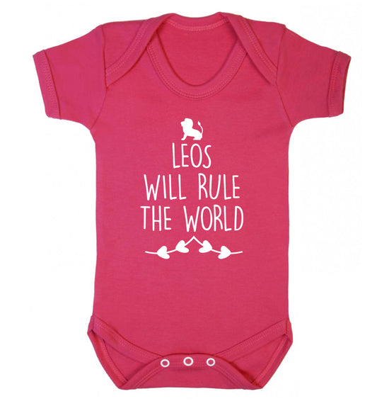 Leos will run the world Baby Vest dark pink 18-24 months