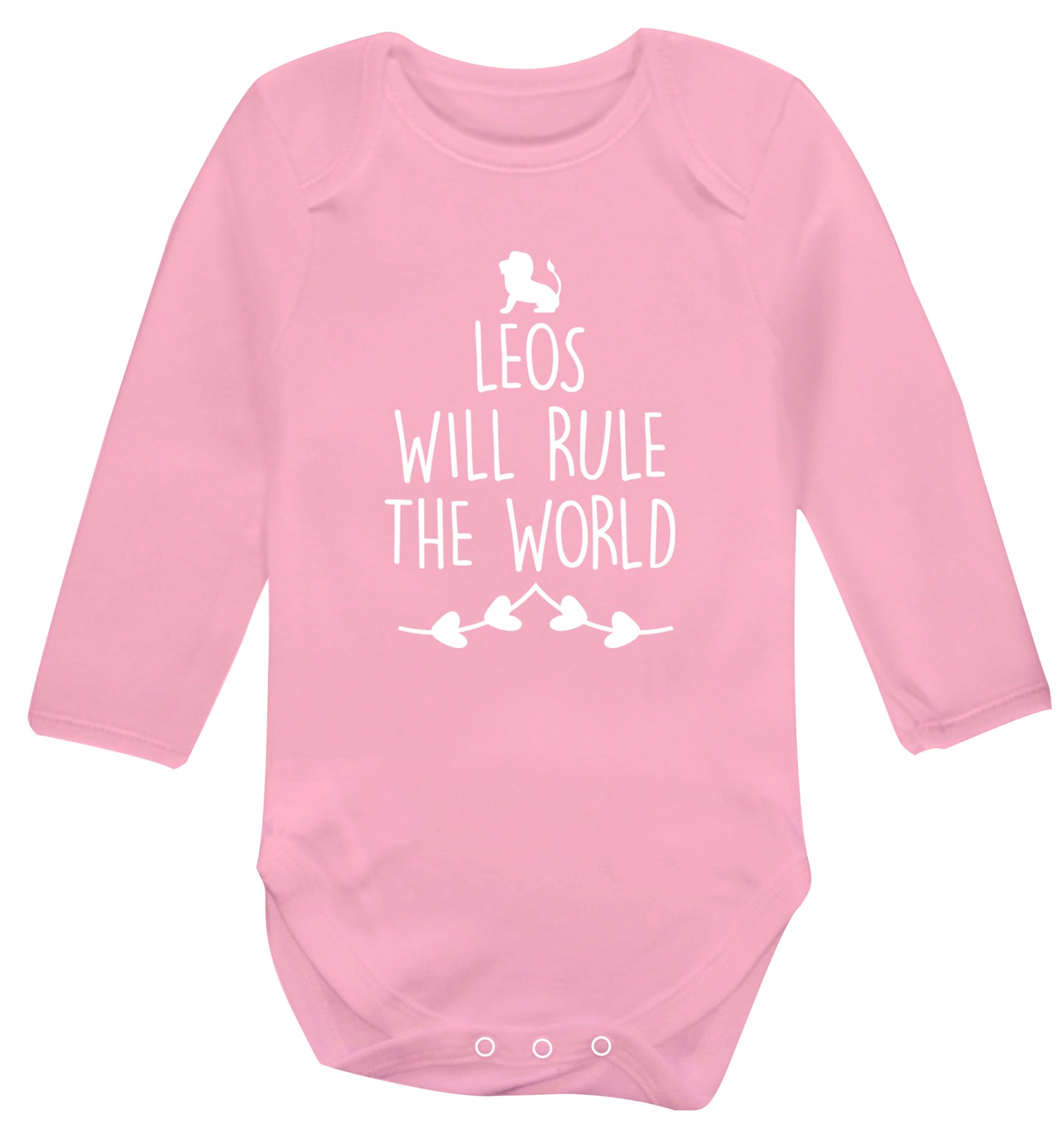 Leos will run the world Baby Vest long sleeved pale pink 6-12 months