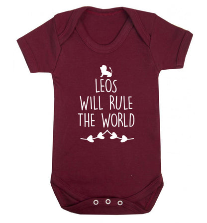 Leos will run the world Baby Vest maroon 18-24 months