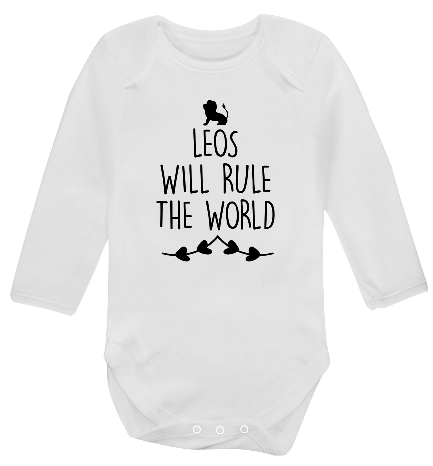 Leos will run the world Baby Vest long sleeved white 6-12 months