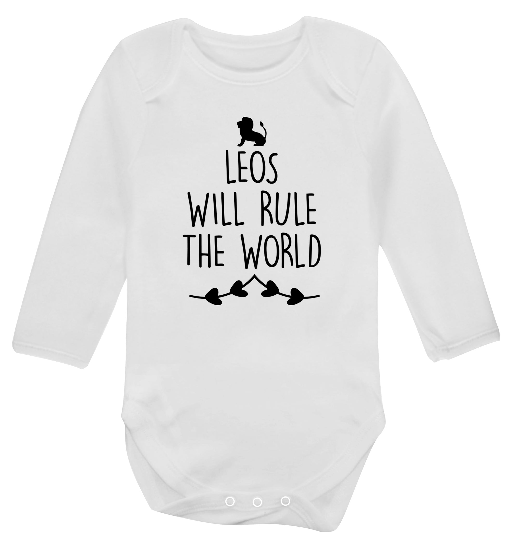 Leos will run the world Baby Vest long sleeved white 6-12 months