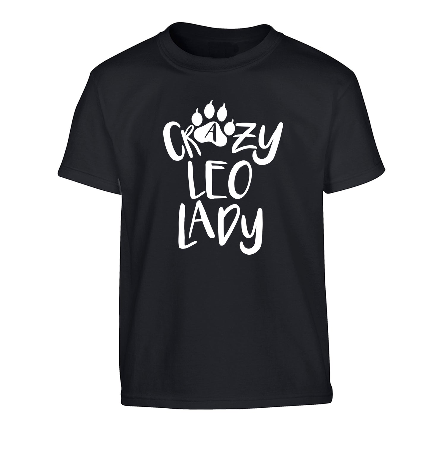 Crazy leo lady Children's black Tshirt 12-13 Years
