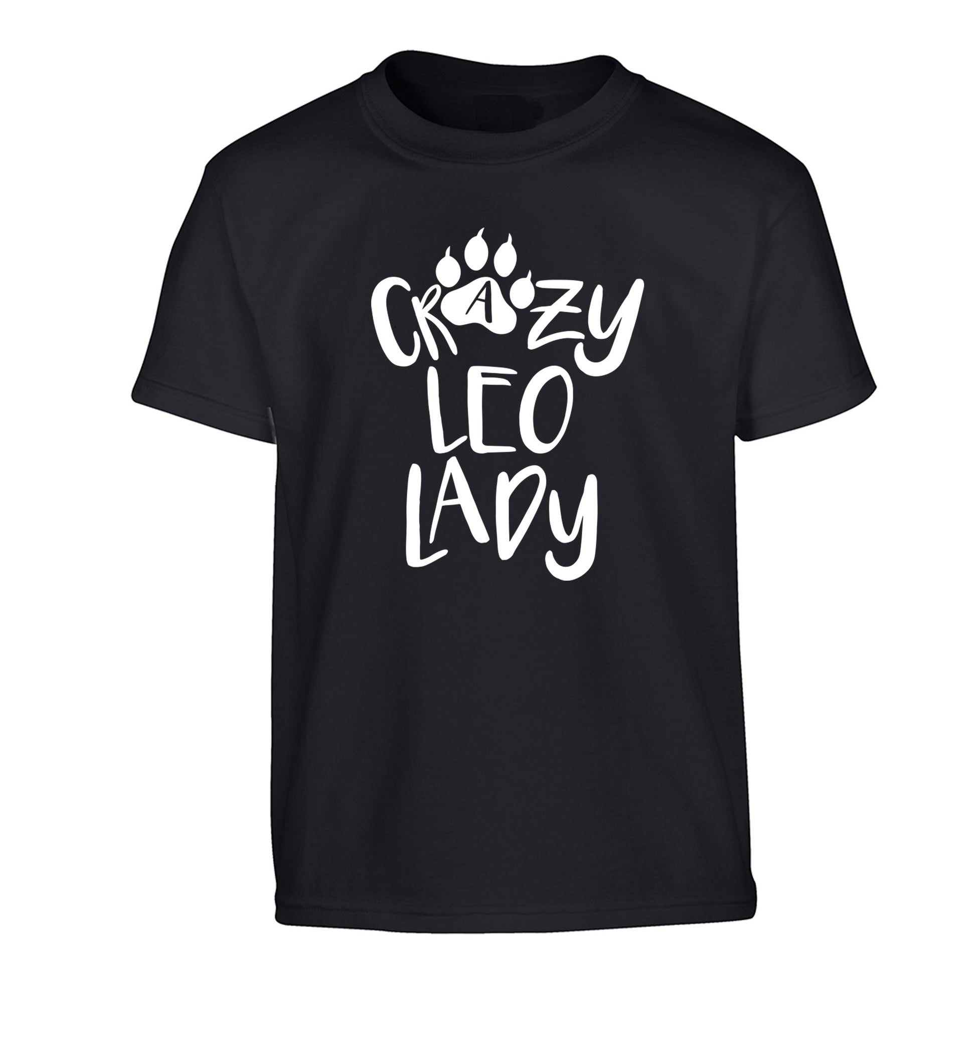 Crazy leo lady Children's black Tshirt 12-13 Years