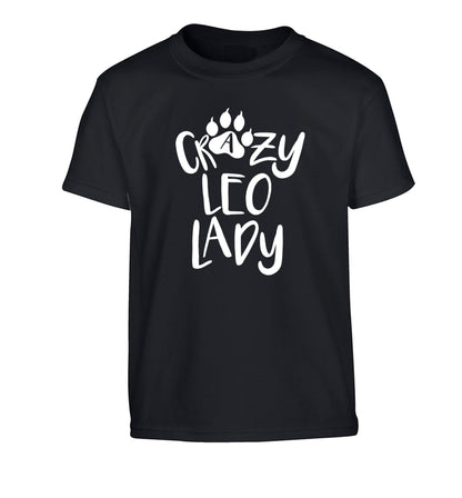 Crazy leo lady Children's black Tshirt 12-13 Years