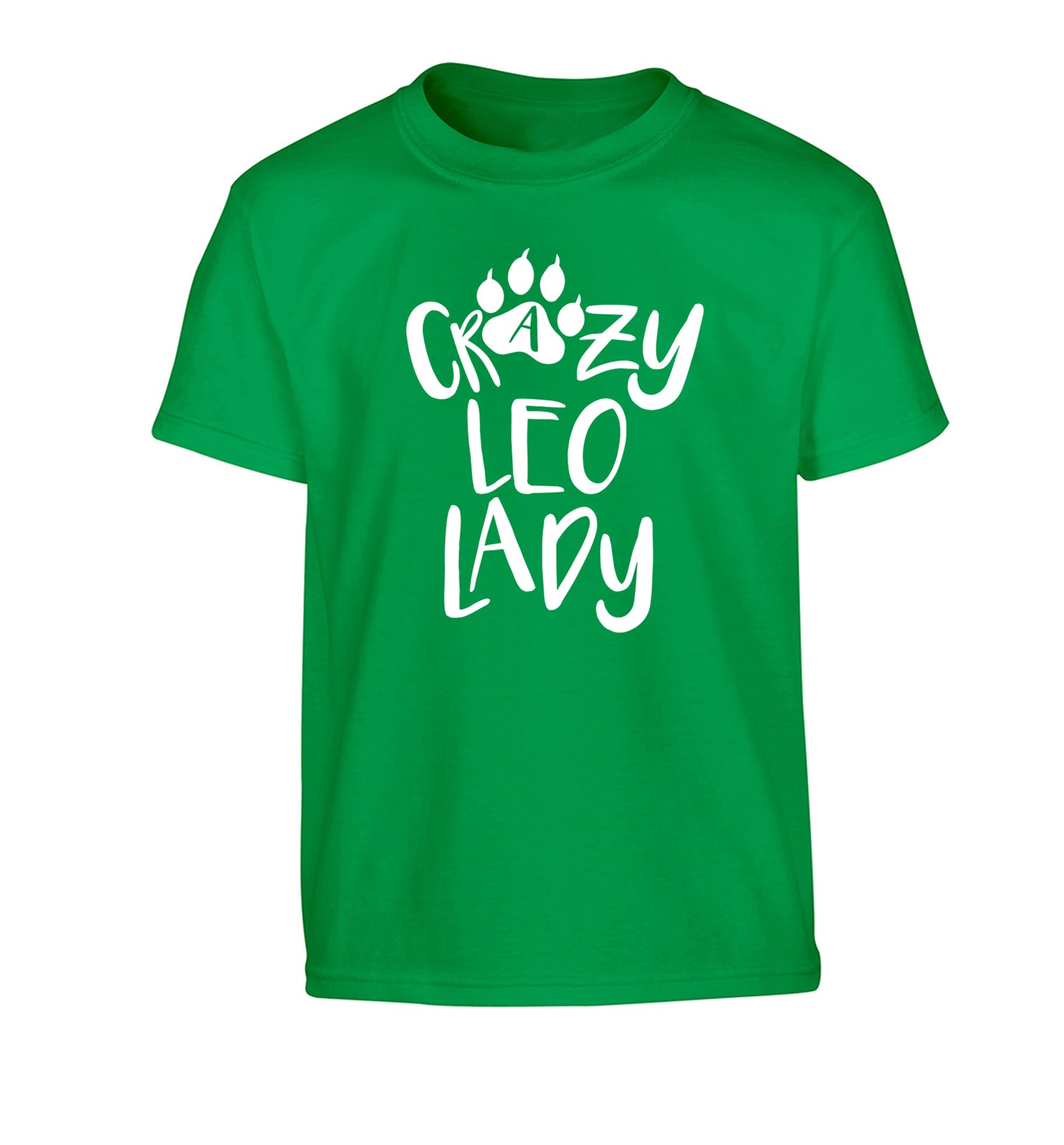 Crazy leo lady Children's green Tshirt 12-13 Years