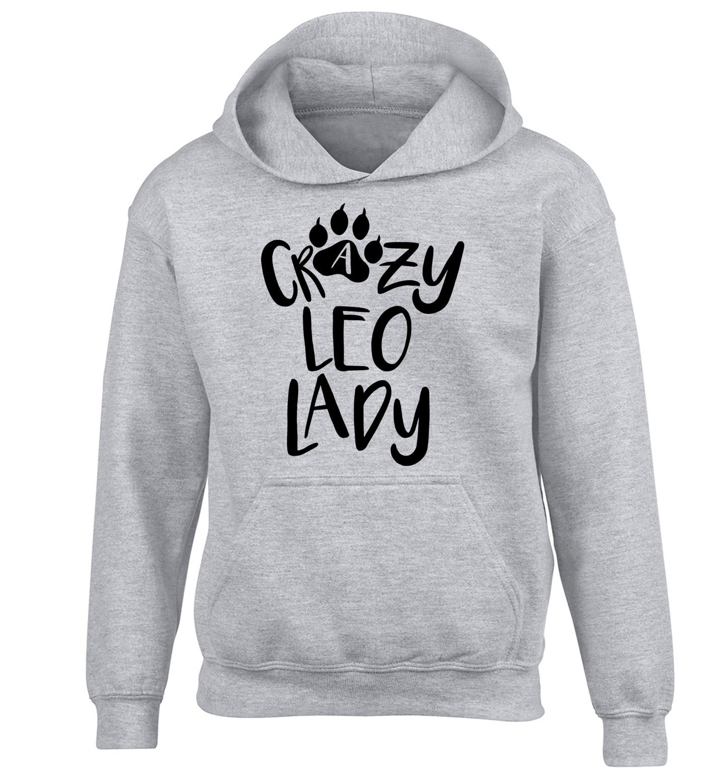 Crazy leo lady children's grey hoodie 12-13 Years