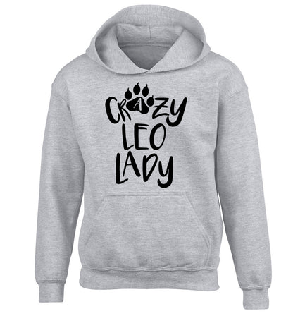 Crazy leo lady children's grey hoodie 12-13 Years
