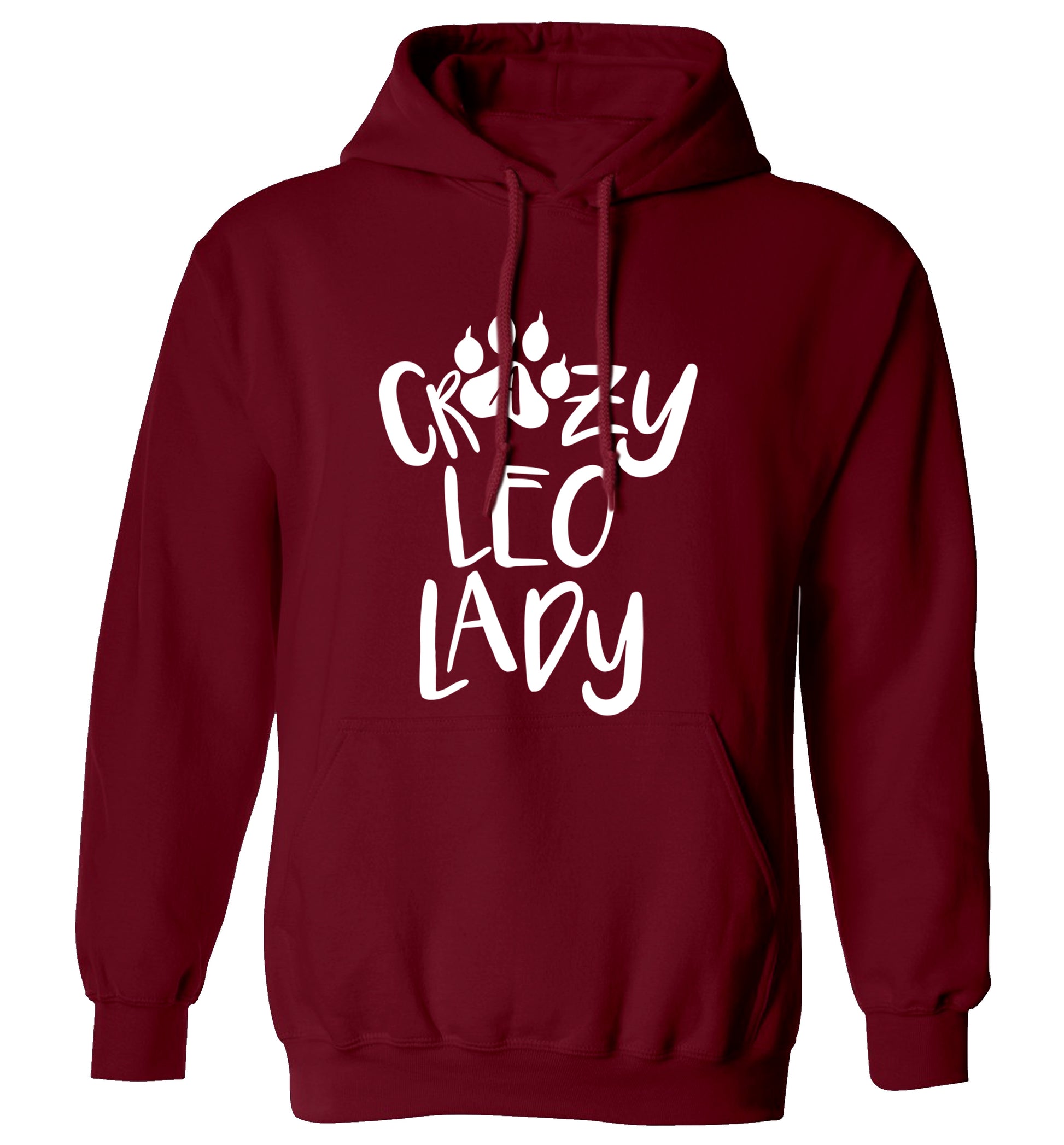 Crazy leo lady adults unisex maroon hoodie 2XL