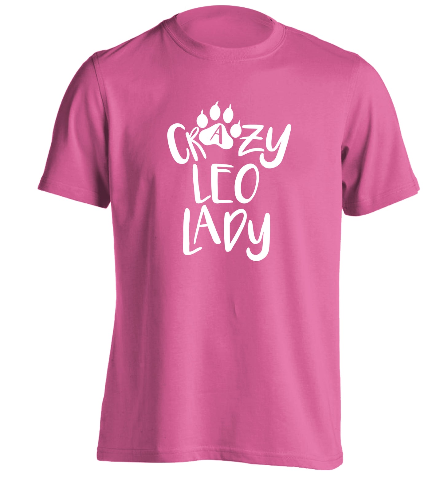Crazy leo lady adults unisex pink Tshirt 2XL