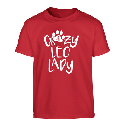 Crazy leo lady Children's red Tshirt 12-13 Years