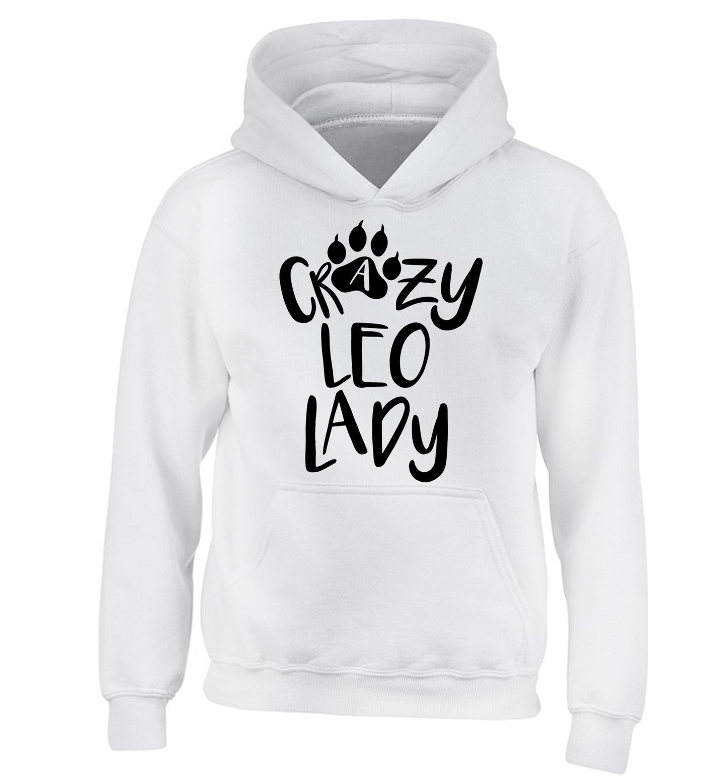 Crazy leo lady children's white hoodie 12-13 Years