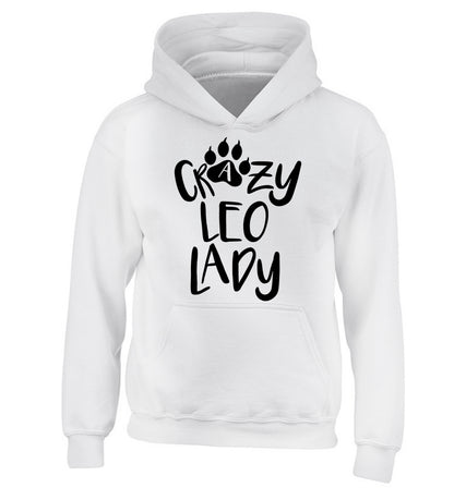 Crazy leo lady children's white hoodie 12-13 Years