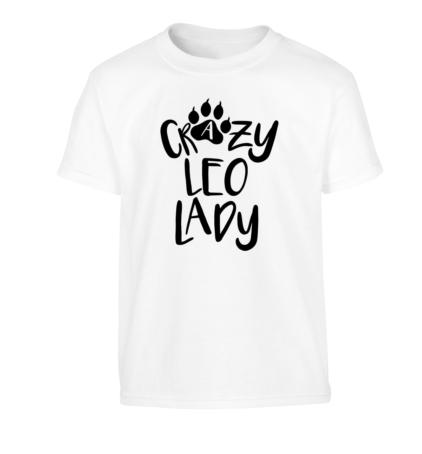 Crazy leo lady Children's white Tshirt 12-13 Years