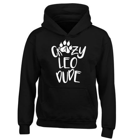 Crazy leo dude children's black hoodie 12-13 Years