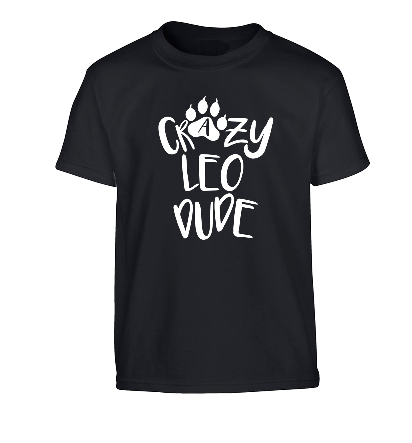 Crazy leo dude Children's black Tshirt 12-13 Years