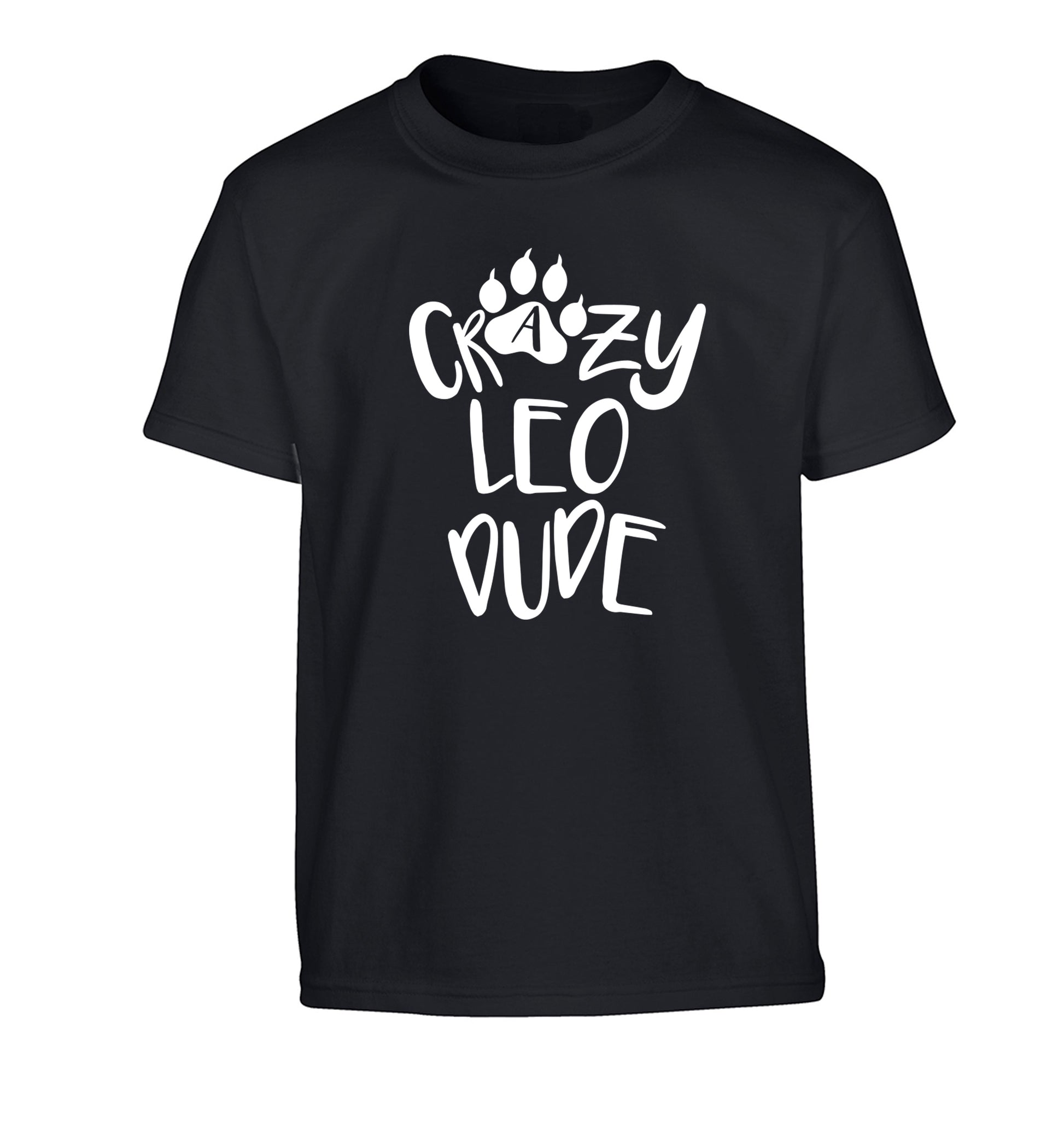 Crazy leo dude Children's black Tshirt 12-13 Years