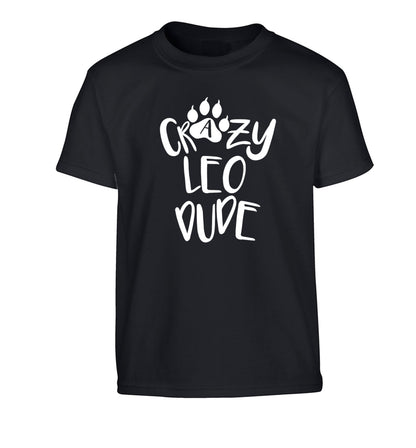 Crazy leo dude Children's black Tshirt 12-13 Years