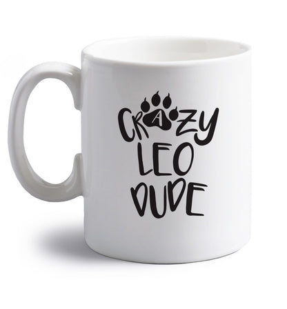 Crazy leo dude right handed white ceramic mug 