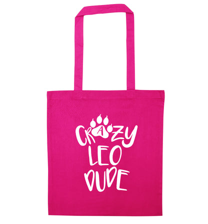 Crazy leo dude pink tote bag