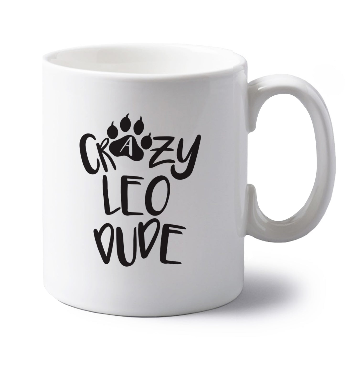 Crazy leo dude left handed white ceramic mug 