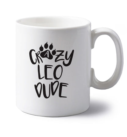Crazy leo dude left handed white ceramic mug 