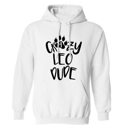 Crazy leo dude adults unisex white hoodie 2XL