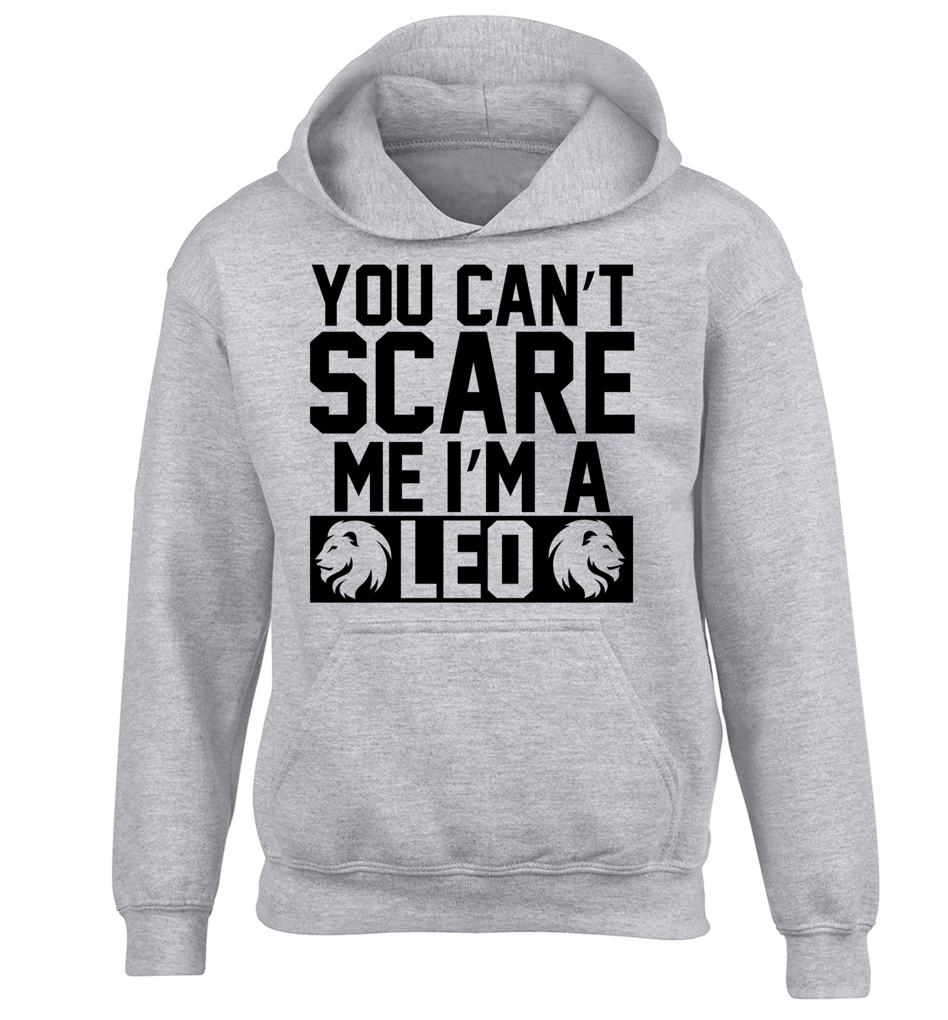You can't scare me I'm a leo children's grey hoodie 12-13 Years