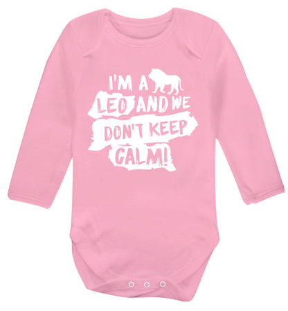 I'm a leo and we don't keep calm! Baby Vest long sleeved pale pink 6-12 months