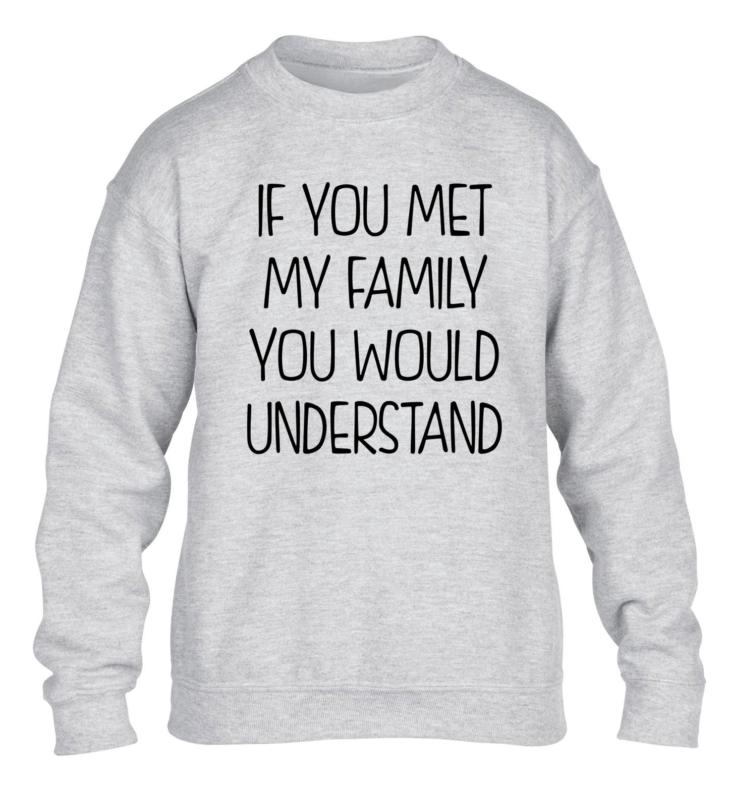 If you met my family you would understand children's grey sweater 12-13 Years