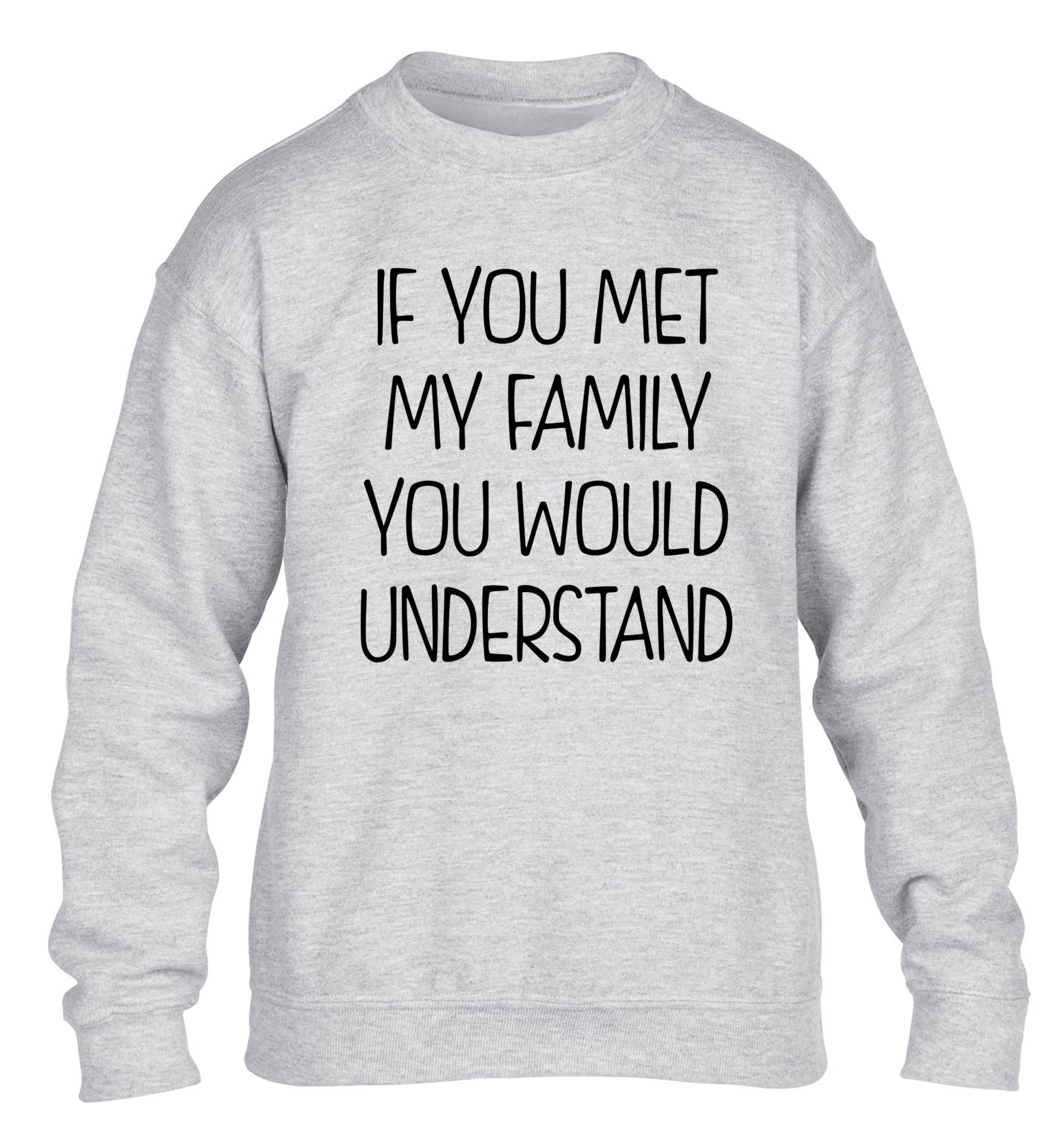 If you met my family you would understand children's grey sweater 12-13 Years
