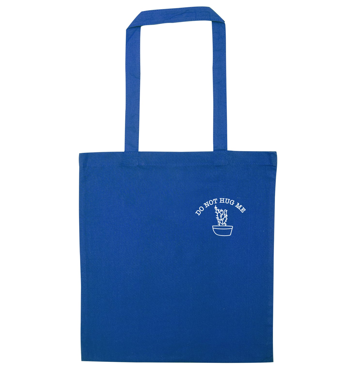 Do not hug me cactus pocket blue tote bag