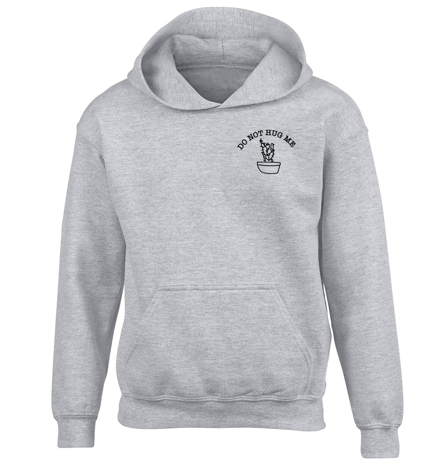 Do not hug me cactus pocket children's grey hoodie 12-13 Years