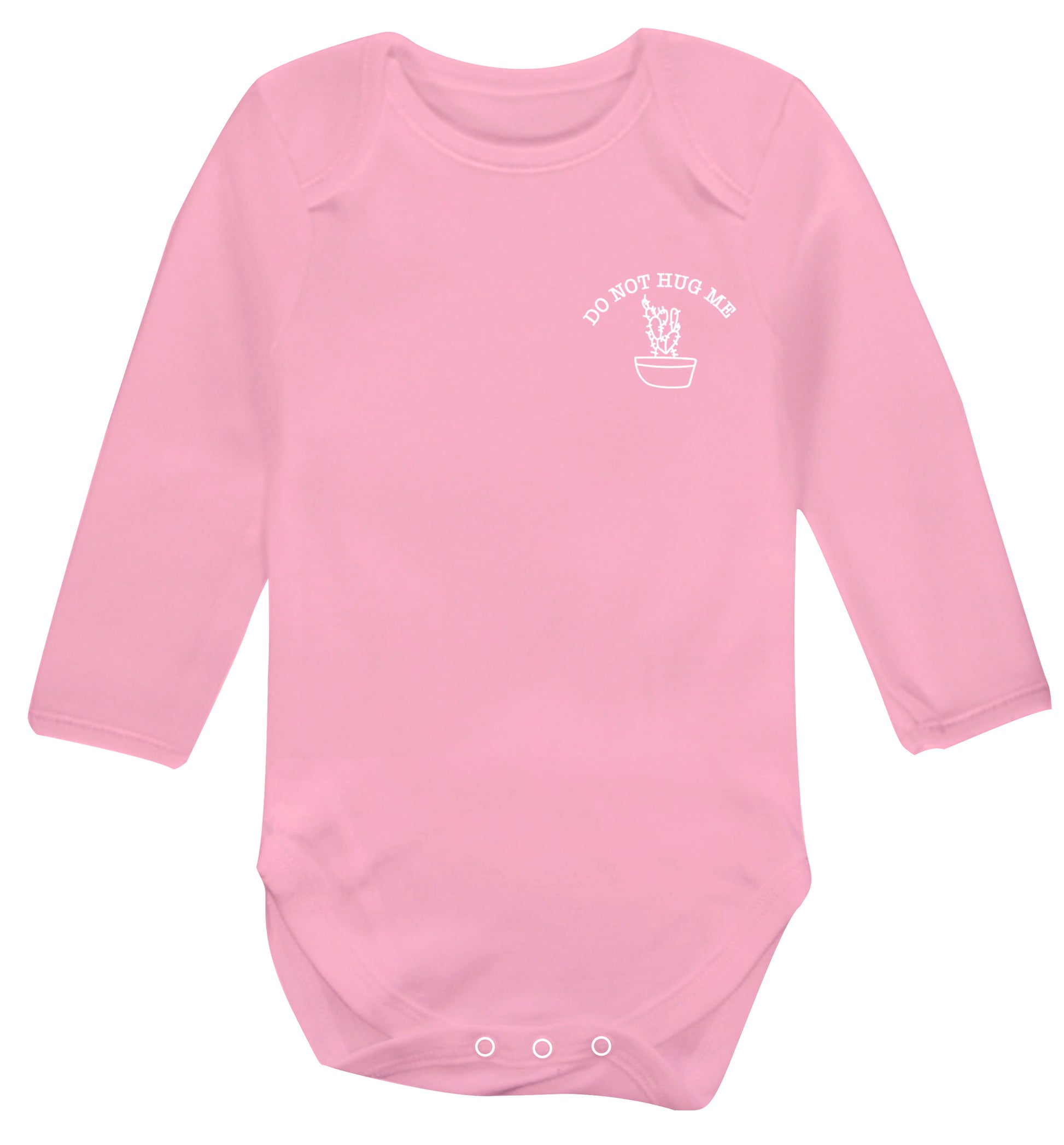 Do not hug me cactus pocket Baby Vest long sleeved pale pink 6-12 months