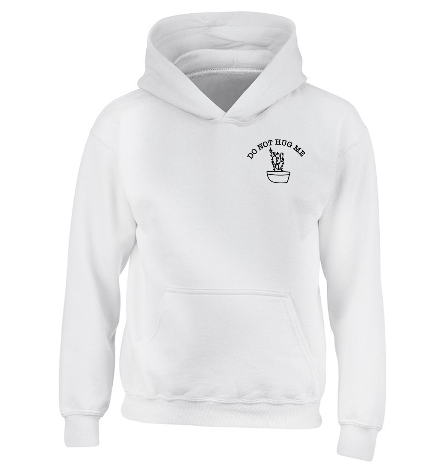 Do not hug me cactus pocket children's white hoodie 12-13 Years